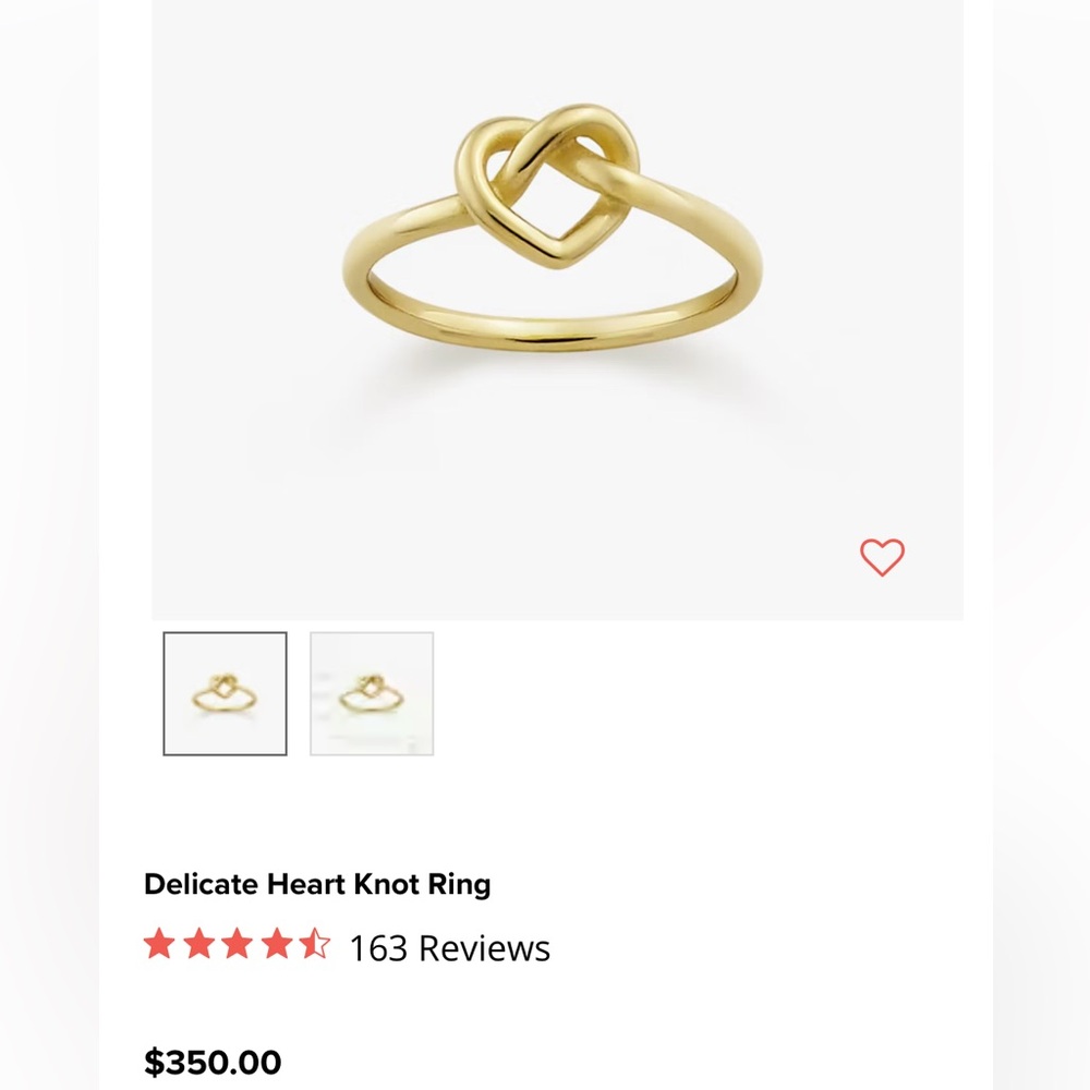 James Avery Gold Heart Knot Ring